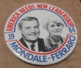Vintage 1984 Mondale Ferraro Campaign Button Pin America Needs Leadership