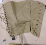 WWII US Army Canvas Leggings Gaiters Gregory & Read Co 1940 Size 3R Pair