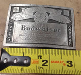 Vintage Budweiser Beer Label Belt Buckle Pewter Tone Anheuser Busch 1987