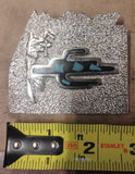 Vintage 1979 PSS Arizona Shape Pewter Belt Buckle Cactus Turquoise