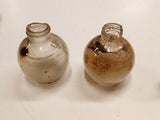 2 Antique Lunkenheimer Glass Engine Oilers Embossed Bottles Brass Tops