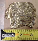 Vintage Brass Native American Indian Chief Headdress Western Belt Buckle