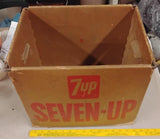 Vintage 1974 7Up Soda Crate Heavy Waxed Cardboard Bottle Carrier Case Mead 7-Up