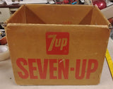 Vintage 1974 7Up Soda Crate Heavy Waxed Cardboard Bottle Carrier Case Mead 7-Up