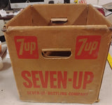 Vintage 1974 7Up Soda Crate Heavy Waxed Cardboard Bottle Carrier Case Mead 7-Up