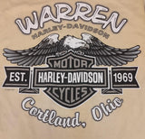 VTG Harley Davidson Shirt M Warren Cortland Ohio Yellow Biker T-Shirt 2000s USA