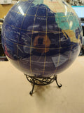 As-Is Lapis Gemstone World Globe 13" Tabletop - Cracked Coating Restoration