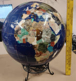 As-Is Lapis Gemstone World Globe 13" Tabletop - Cracked Coating Restoration