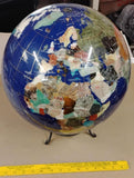 As-Is Lapis Gemstone World Globe 13" Tabletop - Cracked Coating Restoration