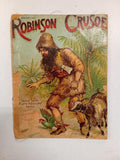 Antique 1900 Father Tuck Robinson Crusoe Untearable Linen Childrens Book As-Is