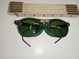 Mid-Century Willson Safety Goggles, Green Glass Lens w/ Side Shields, Steampunk