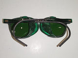 Mid-Century Willson Safety Goggles, Green Glass Lens w/ Side Shields, Steampunk