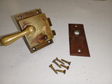 Antique Brass 3"x 2" Surface Rim Lock Latch Set with Drop Lever, Escutcheon Plat