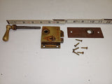 Antique Brass 3"x 2" Surface Rim Lock Latch Set with Drop Lever, Escutcheon Plat