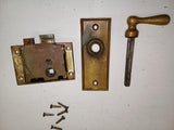 Antique Brass 3"x 2" Surface Rim Lock Latch Set with Drop Lever, Escutcheon Plat