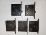 Antique Cast Iron Interior Mortise Lock Box 5.25" Faceplate Skeleton Key Salvage