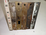 Antique Cast Iron Interior Mortise Lock Box 5.25" Faceplate Skeleton Key Salvage