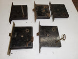 Antique Cast Iron Interior Mortise Lock Box 5.25" Faceplate Skeleton Key Salvage