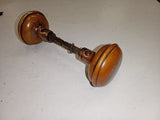 Antique Brass Doorknob Set 3 Hole Threaded Spindle Early 1900's