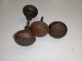 Antique Victorian Medallion Floral Rosette Eastlake 1890s Steel Doorknobs