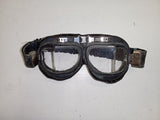Vintage EMGO Classic Aviator Style Split-Lens Motorcycle / Pilot Goggles Leather