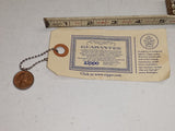 Vintage Zippo Case Visitors Center Guarantee Tag & 1982 Lucky Penny Keychain