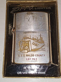Vintage 1959 Zippo Lighter USS Waldo County LST 1163 Complete Flame Box Set