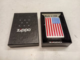 Zippo American Flag Lighter Street Chrome Patriotic Red White Blue New In Box