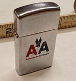 Vintage 1992 Zippo Lighter American Airlines Logo Brushed Chrome D VIII