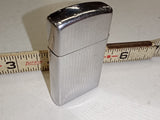 Vintage 1977 Zippo Slim Lighter Chrome Crosshatch Blank / Pinstripe 5-Slash
