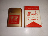 NOS Vintage 1950s Bowers Storm Master Lighter Calvert Extra Whiskey Gold Mint Bo