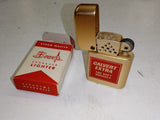 NOS Vintage 1950s Bowers Storm Master Lighter Calvert Extra Whiskey Gold Mint Bo