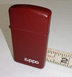 Vintage1985 Zippo Slim Lighter Maroon/Burgundy Matte Powder Coat Bradford PA USA