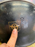 Vtg German firemans Police helmet M34 Square Dip WW11 2 Double Decals Feuerwehr!