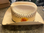 Vtg STETSON Roadrunner BRYANTCOTE Western Straw Cowboy Hat Feathers 6 7/8 Nice!