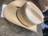 Vtg STETSON Roadrunner BRYANTCOTE Western Straw Cowboy Hat Feathers 6 7/8 Nice!