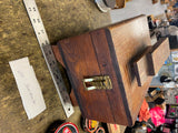Vtg Wood Shoe Shine Box w tins Kiwi Brush horsehair Lot Dress Military Boots!