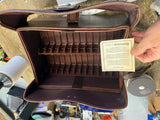 Vtg Music Cassette Box With Lock & Key 70's Vinyl Carry Case Service Brown