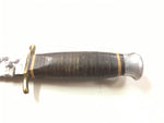 Vtg 436 fixed blade survival hunting camping Knife brown leather ring handle
