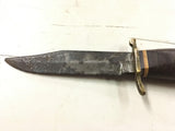 Vtg 436 fixed blade survival hunting camping Knife brown leather ring handle