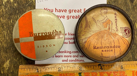 Antique Remrandco Typewriter Ribbon Victorian Burroughs Tins Advertising 30s BOX