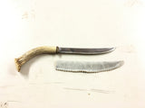 Vtg handmade hunting camping survival knife fixed blade elk horn handle