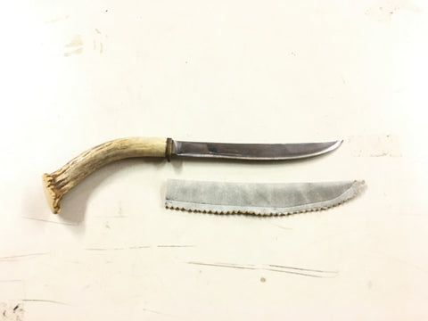 Vtg handmade hunting camping survival knife fixed blade elk horn handle