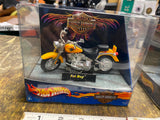 Hot Wheels Harley-Davidson Fat Boy Motorcyle 1/18 Scale 2001 Display Box NIB!