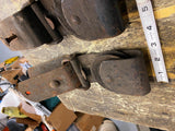 Set Of 3 Heavy Duty Antique Vintage Barn Door Track Roĺlers Trolleys Wheel Farm