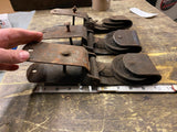 Set Of 3 Heavy Duty Antique Vintage Barn Door Track Roĺlers Trolleys Wheel Farm
