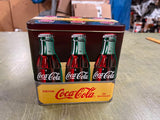Vintage Coca Cola 6 Pack Advertising Carrying Tin Wood Handled