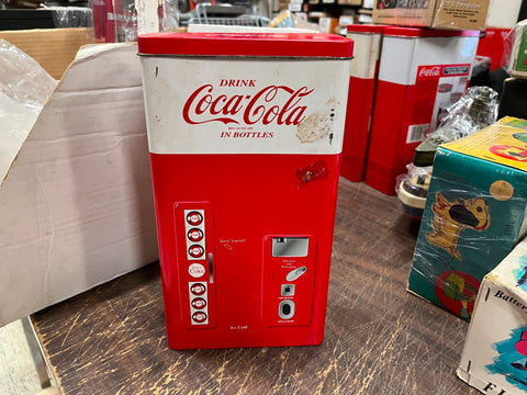 Coca Cola 1999 4 piece 8oz Glass Set With Coke Machine Tin Anchor Hoking