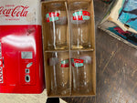 Coca Cola 1999 4 piece 8oz Glass Set With Coke Machine Tin Anchor Hoking