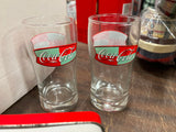 Coca Cola 1999 4 piece 8oz Glass Set With Coke Machine Tin Anchor Hoking